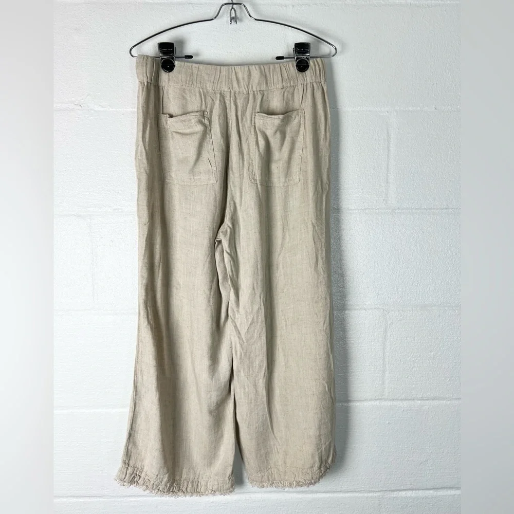 Thread & Supply linen blend‎ cropped pants frayed hem Pull on size Medium euro